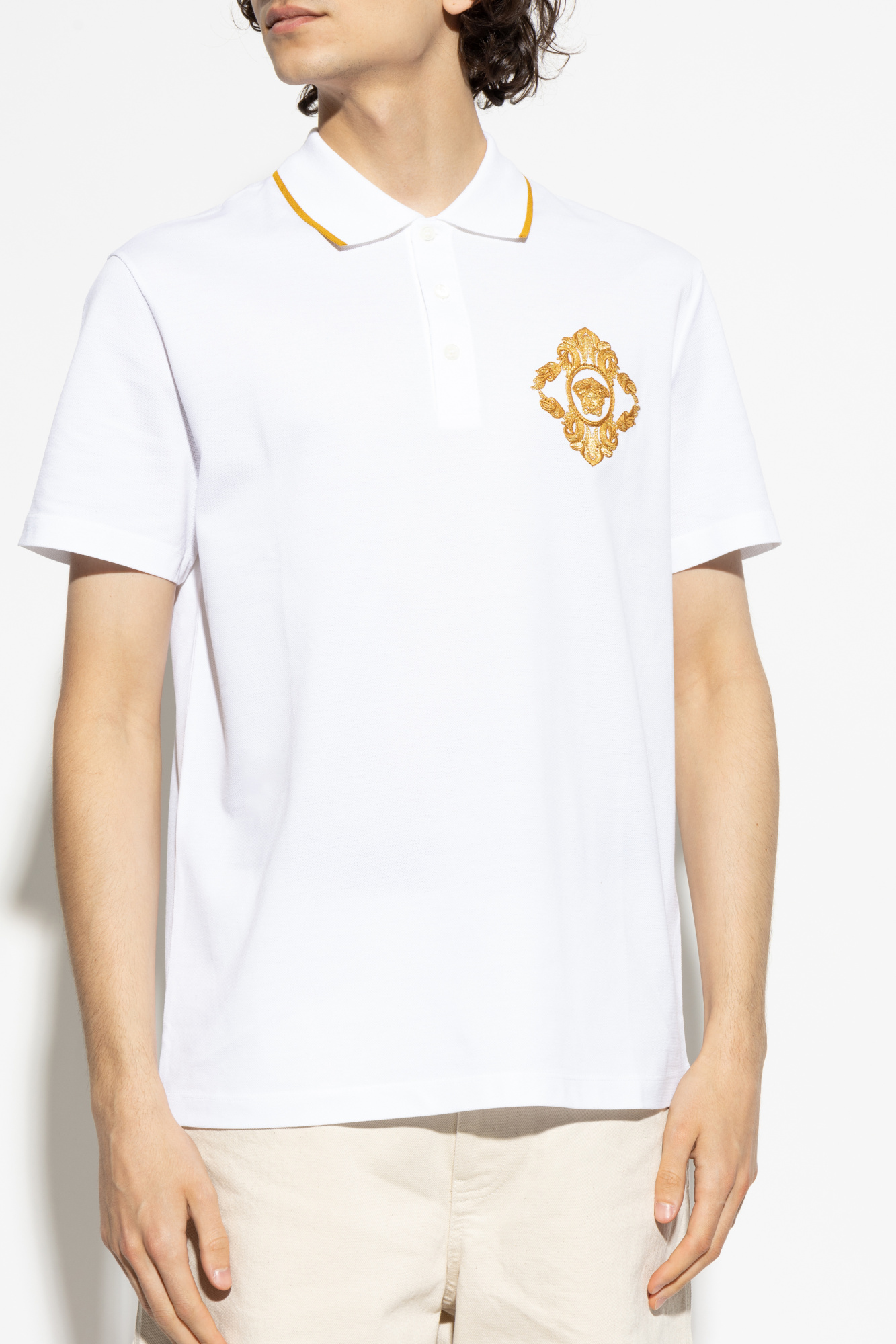 White Polo with decorative embroidery Versace - Vitkac AS